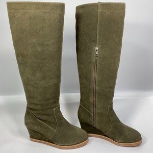 ※ Soft Surroundings / Tall Olive Suede Wedge Boots / NWOT